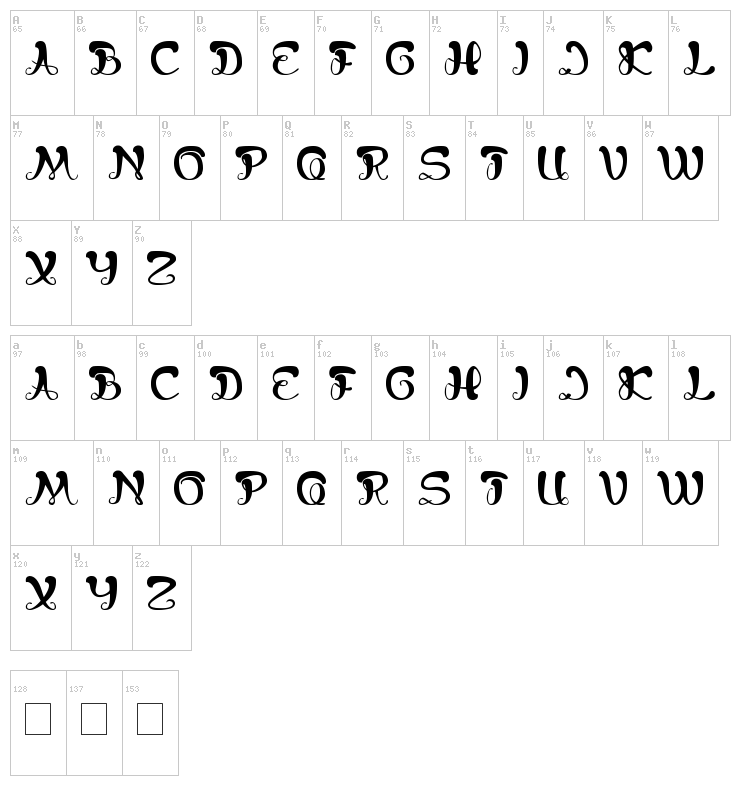 Bunga Melati Putih font map